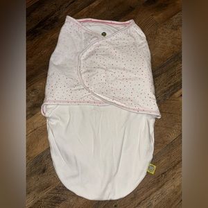 NESTED BEAN Sz 0-6 Months Zen Swaddle Wrap Pink White Stars Gently Weighted